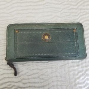Dark Green Leather Coach wallet